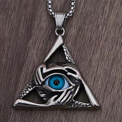Planderful Devil's Eye Necklace For Men Stainless Steel Streetwear Pendant Everyday Genie Collection