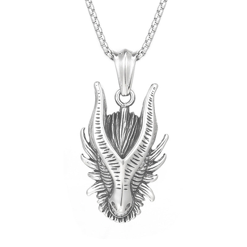 Customizable Retro Zodiac Pendant for Men - European and American Punk Style in Vacuum Electroplated Titanium Steel