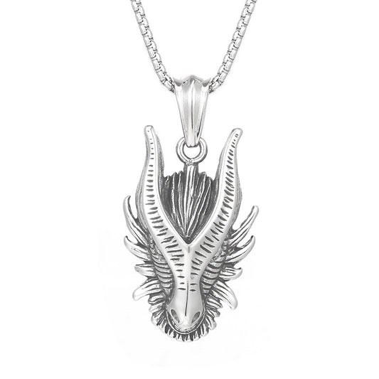 Customizable Retro Zodiac Pendant for Men - European and American Punk Style in Vacuum Electroplated Titanium Steel