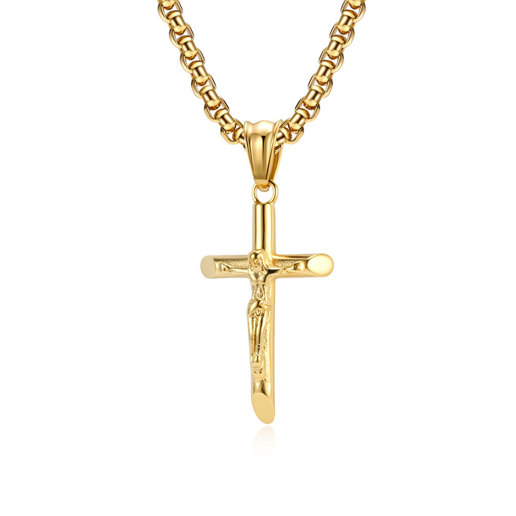 Planderful Stainless Steel Cross Pendant Unisex Necklace