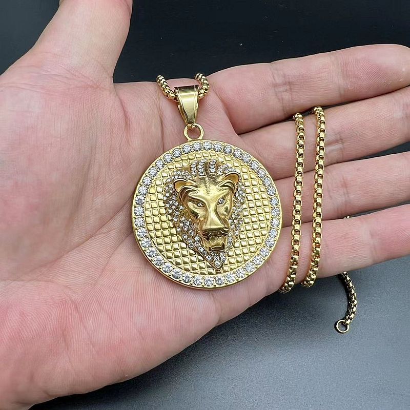 Rhinestone Necklace – Statement Hip Hop Lion Head Pendant
