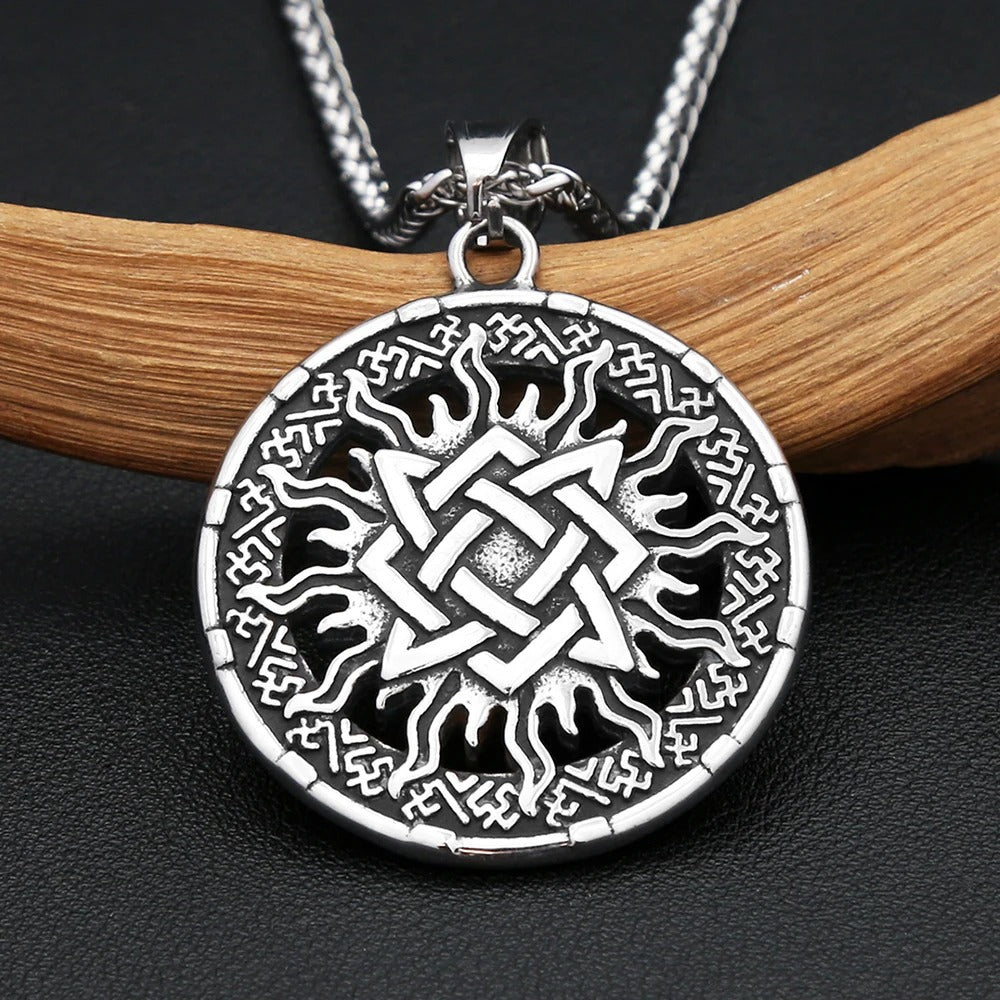 Vintage Viking Sun Stainless Steel Men's Pendant Necklace