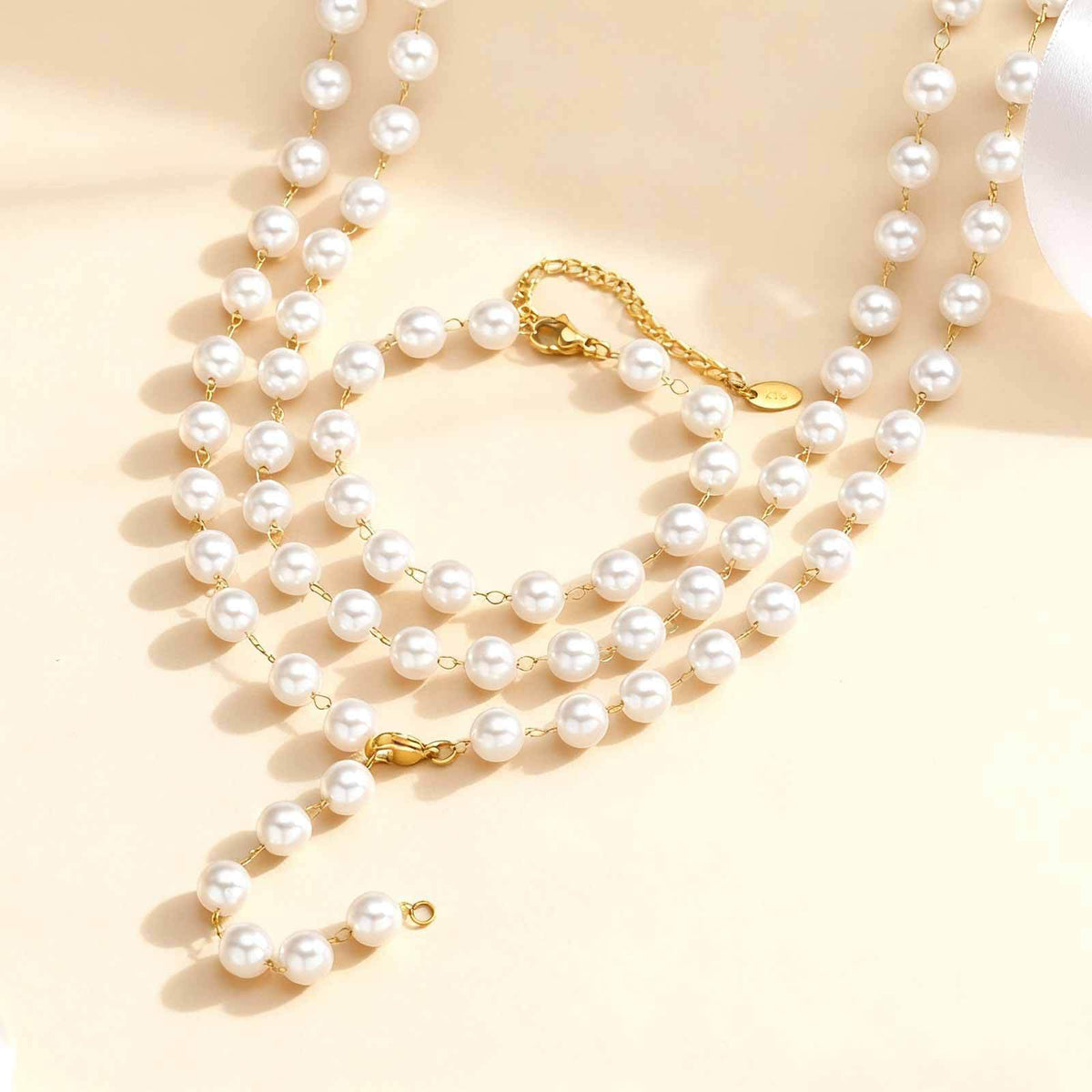 Stainless Steel -Style Minimalist Design – Layered Daily – Pearl-Like Y-Shaped Necklace