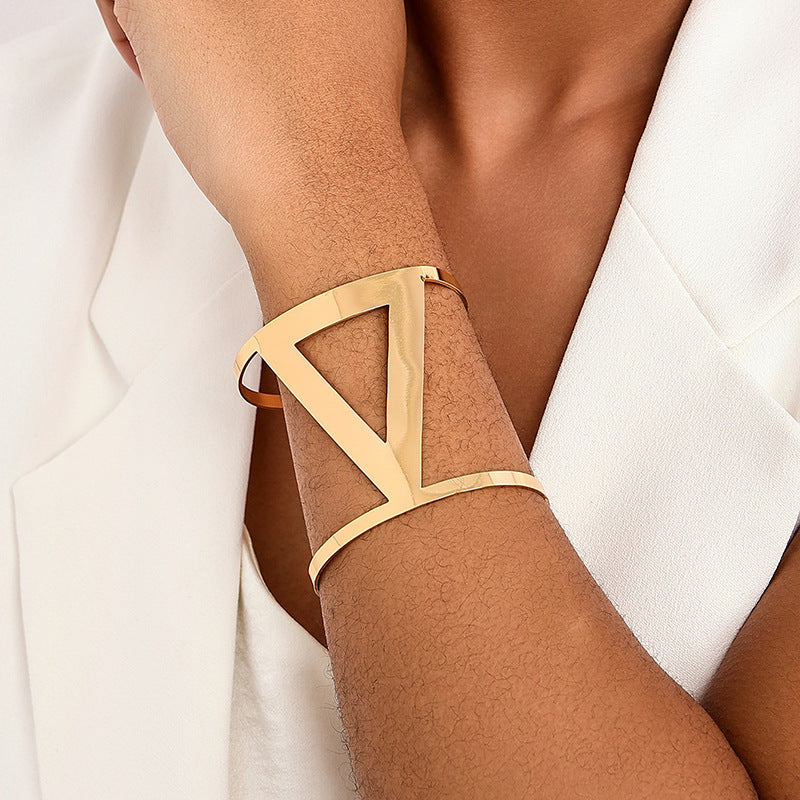 Exaggerated Geometric Triangle Wide Face Bracelet - Vienna Verve Collection
