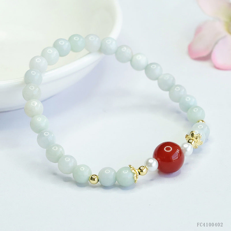 Jadeite Agate Beaded Bracelet