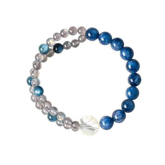 Kyanite Shell & Blue Chalcedony Bracelet
