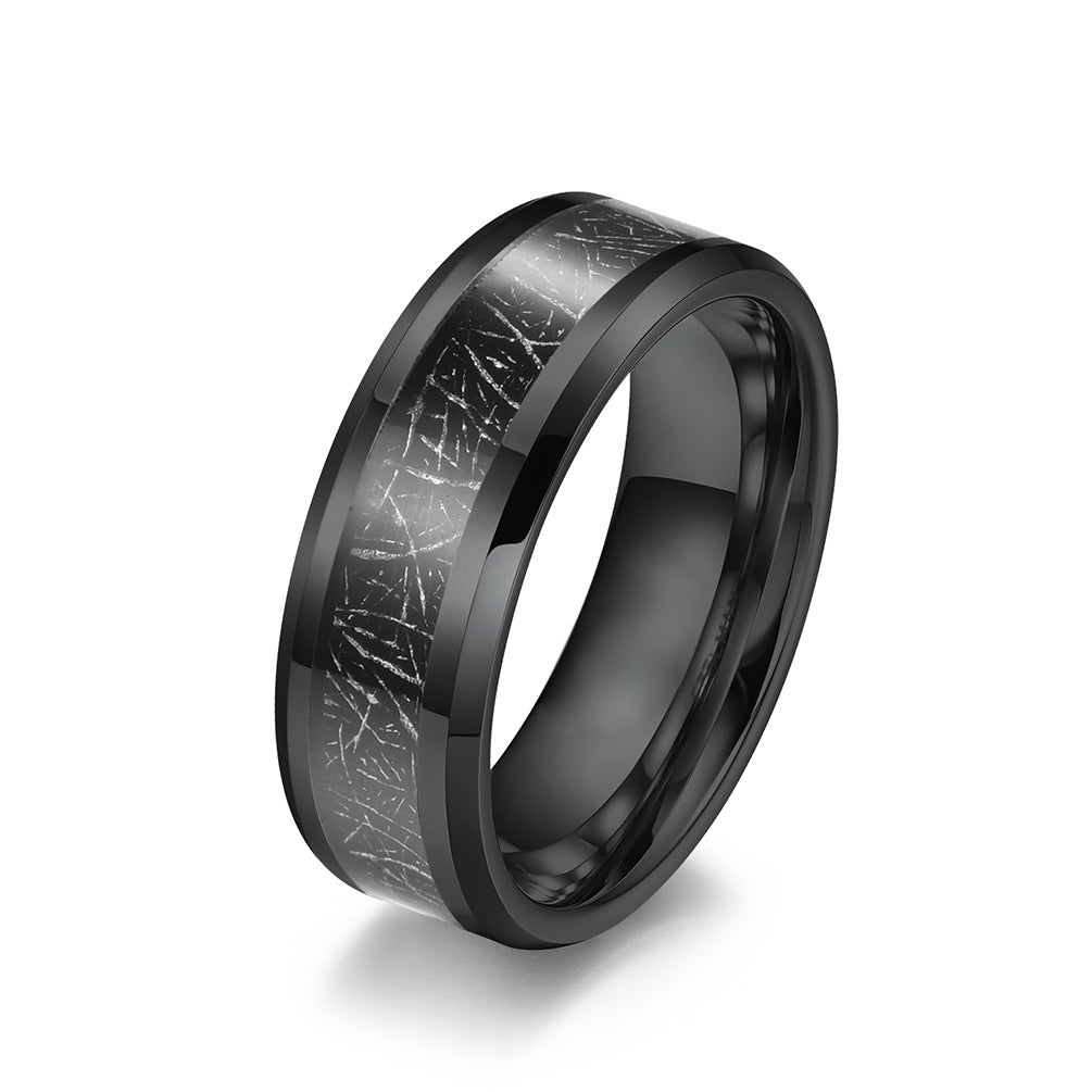 Black Tungsten Steel Inlaid Silk Ring Wholesale for Men