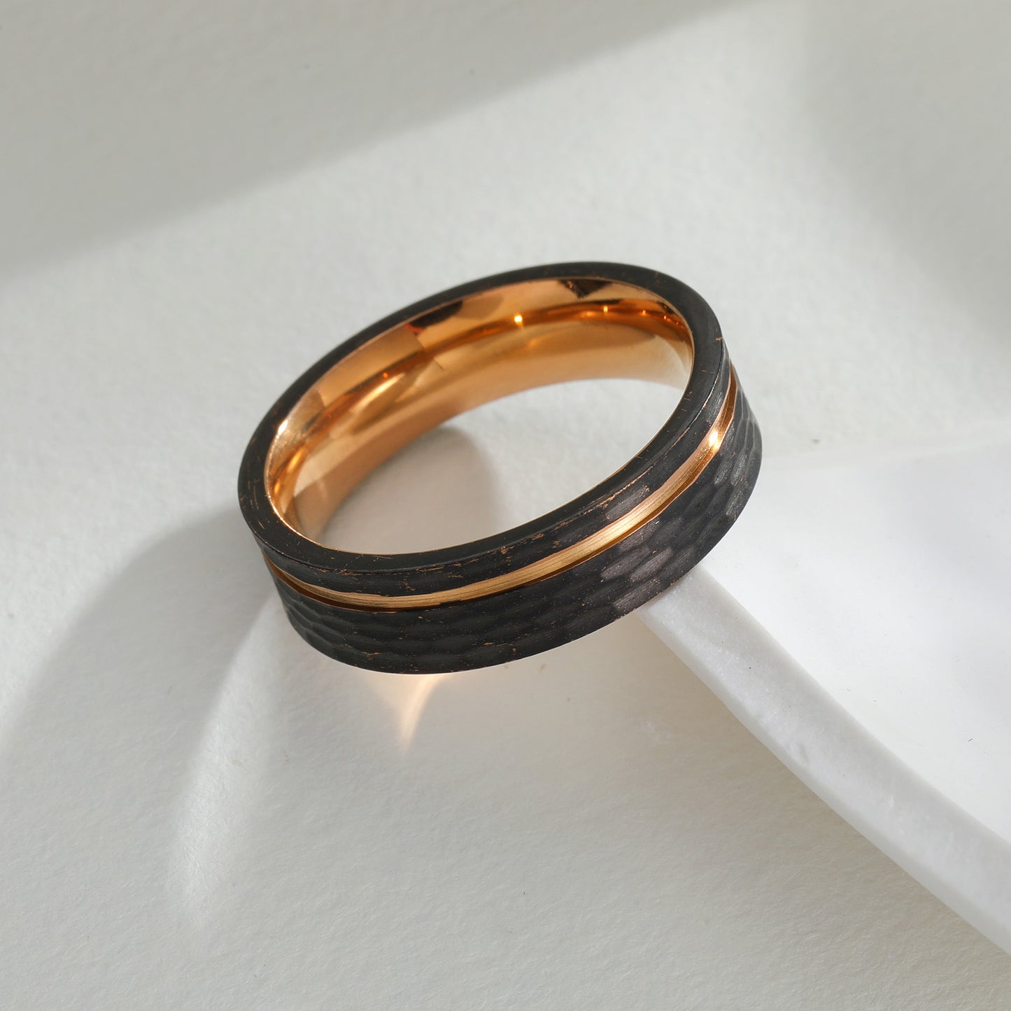 Stainless Steel Ring 6mm Black Rose Gold Groove Design Unisex For Couples Planderful Everyday Genie