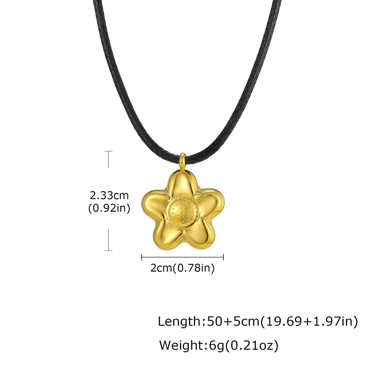 Stainless Steel Geometric Hollow Pendant Star Conch Small Flower Wax Rope Necklace