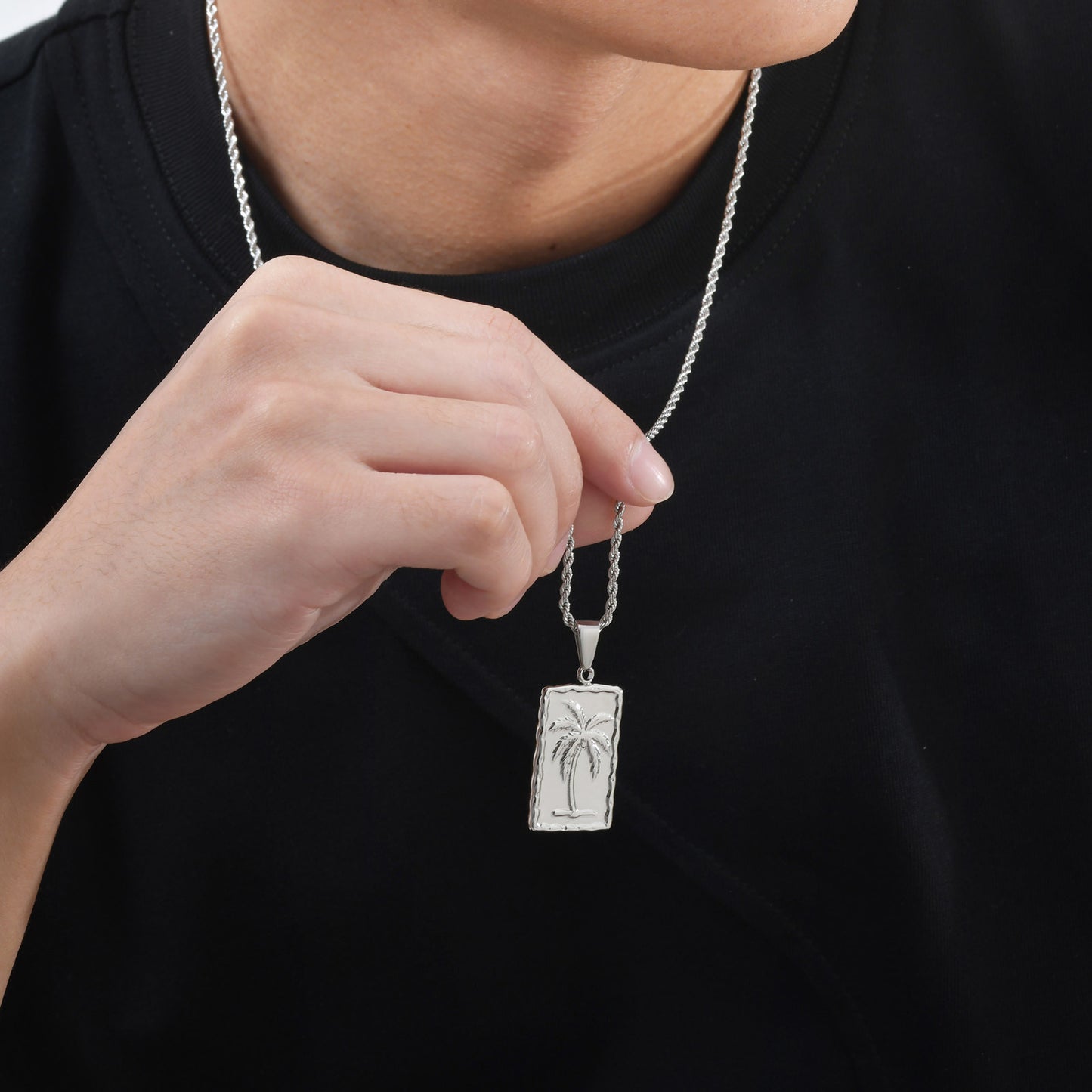 Planderful Stainless Coconut Tree Pendant Necklace For Men