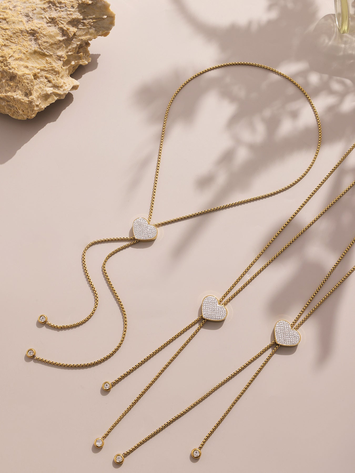 Planderful Tassel Love 5A Zircon Necklace 18K Gold Women