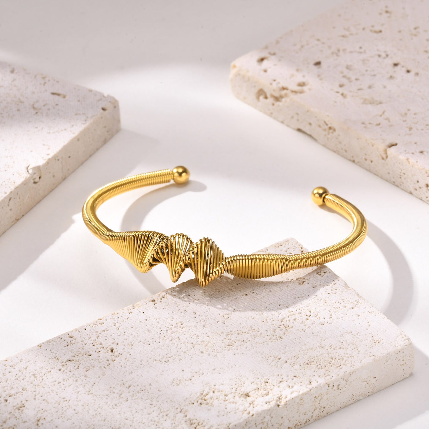 Stainless Steel European And American Fashion Simple Metal Wind Bracelet Spiral Opening