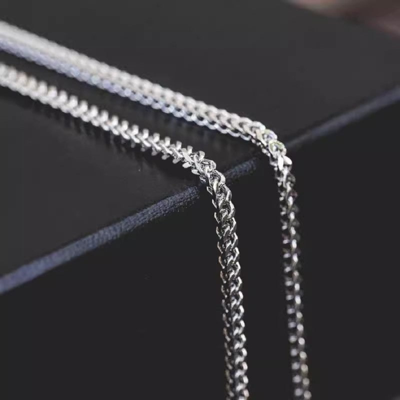 Planderful Jewelry Stainless Steel Mens Necklace 3mm Front Back Grind Hip Hop 18K Gold Plated