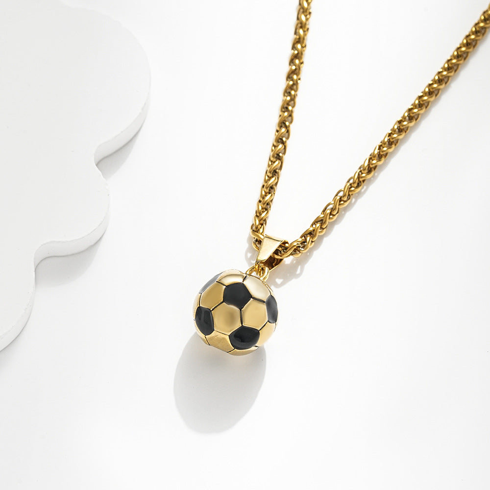 Planderful Football Necklace Stainless Steel Unisex World Cup Pendant Gift For Him Her