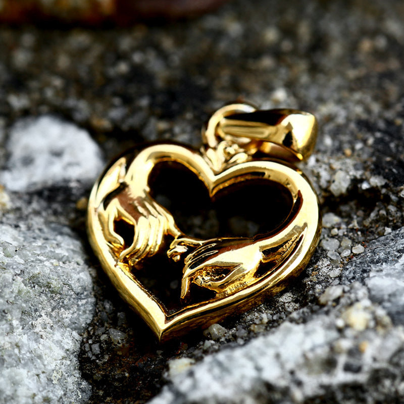 Titanium Steel Heart Pendant for Men - Electric Gold Fashion Jewelry