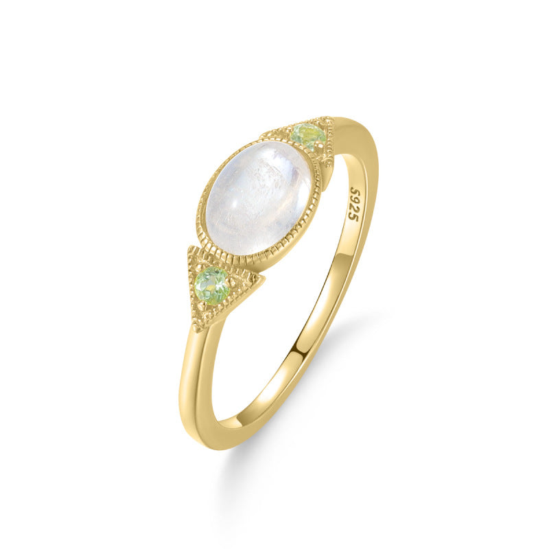 Small Fresh 2025 New 0.9 Carat Opal Ring S925 Silver Gold