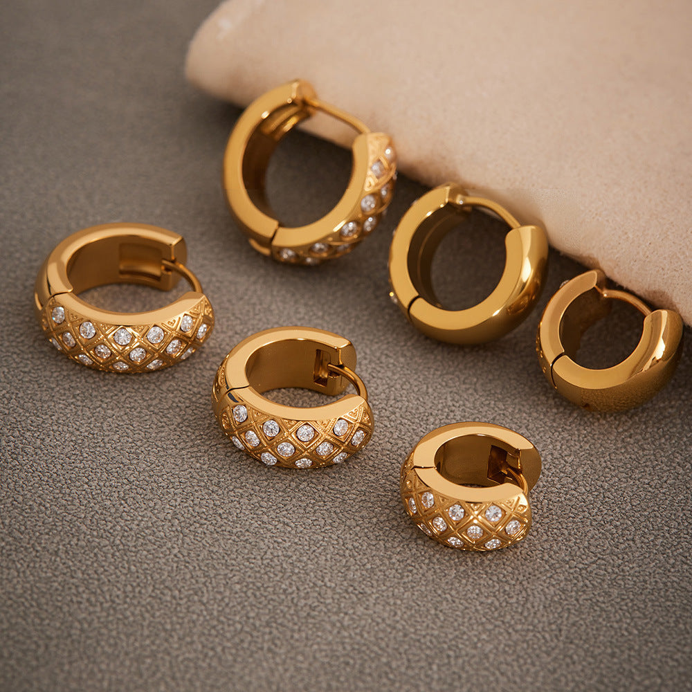 Planderful Zirconium Earrings Women 18K Gold Plated Rhombus