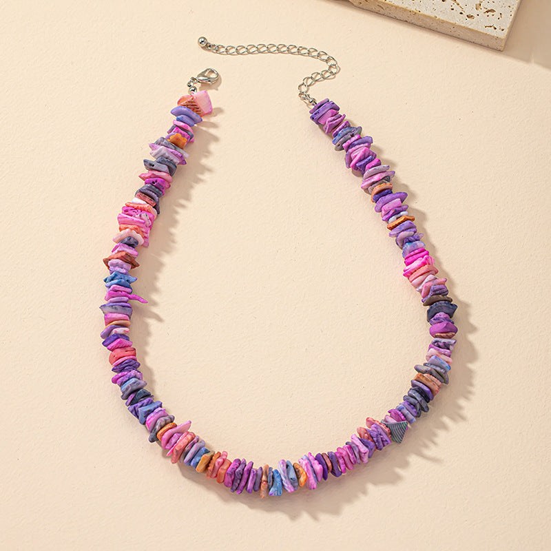 Seashell Vacation Necklace with Ethnic Handmade Charm