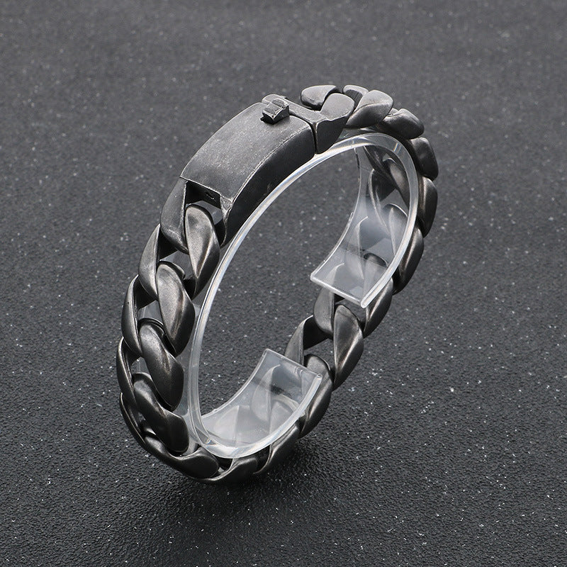 Planderful Mens Titanium Cuban Chain Bracelet Electroplated