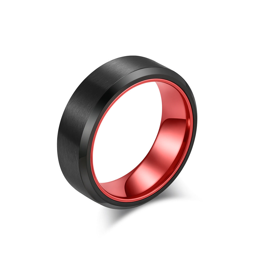 Planderful Matte Titanium Steel Two Tone Ring With Alumina Inlay For Men Everyday Genie Collection