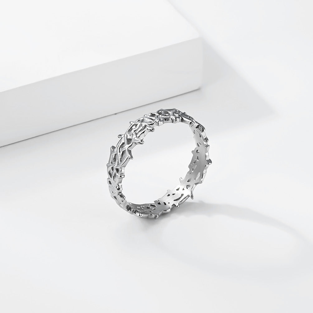 Planderful Titanium Steel Ring With 18K Gold Plating Hollow Spike Tail Unisex Retro Jewelry For Trendsetters