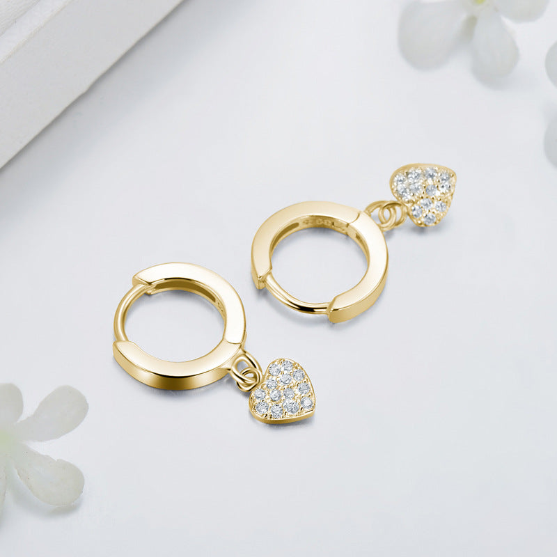 925 Sterling Silver Heart Star Hoop Earrings