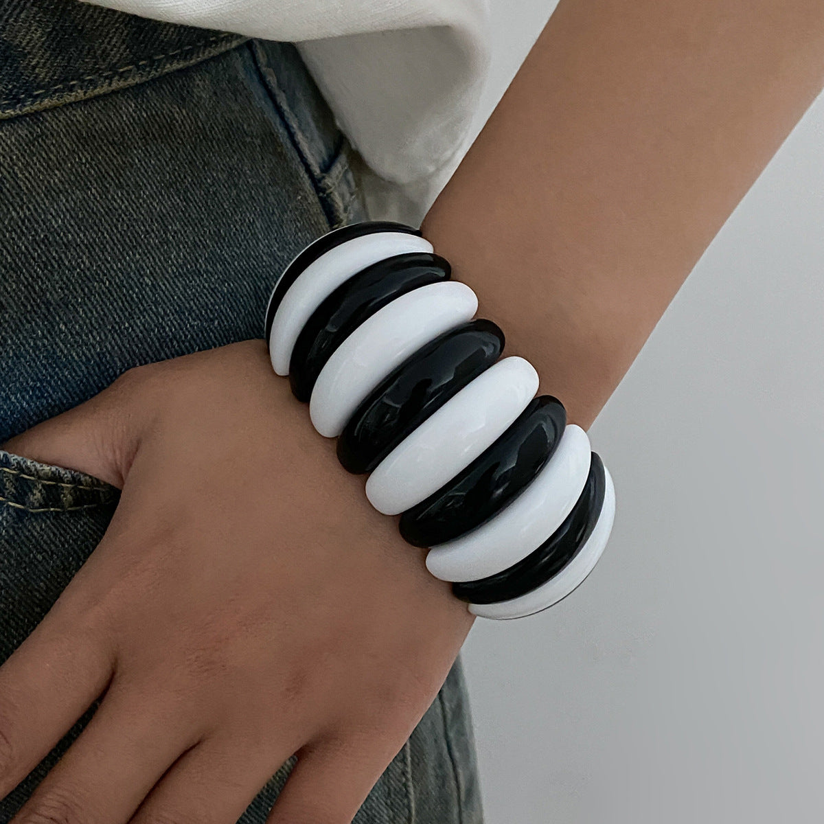 Planderful Vienna Verve Personalized Color Matching Bracelet For Women Elastic Wide Statement Jewelry