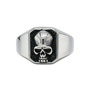 Planderful Skull Titanium Ring Unisex Retro Style Protection Symbol For Men Women
