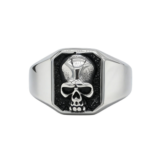 Planderful Skull Titanium Ring Unisex Retro Style Protection Symbol For Men Women