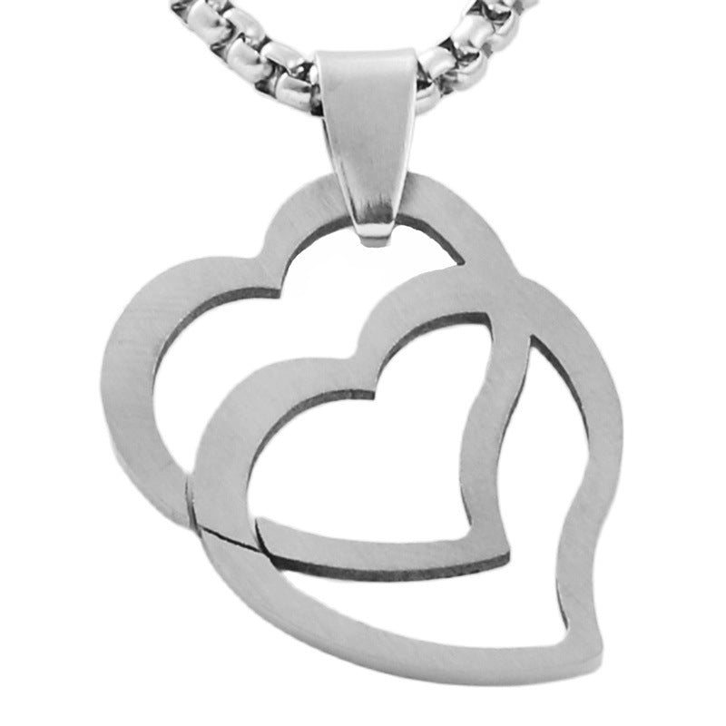 Trendy Men's Personalized Titanium Steel Hollow Heart Pendant Necklace