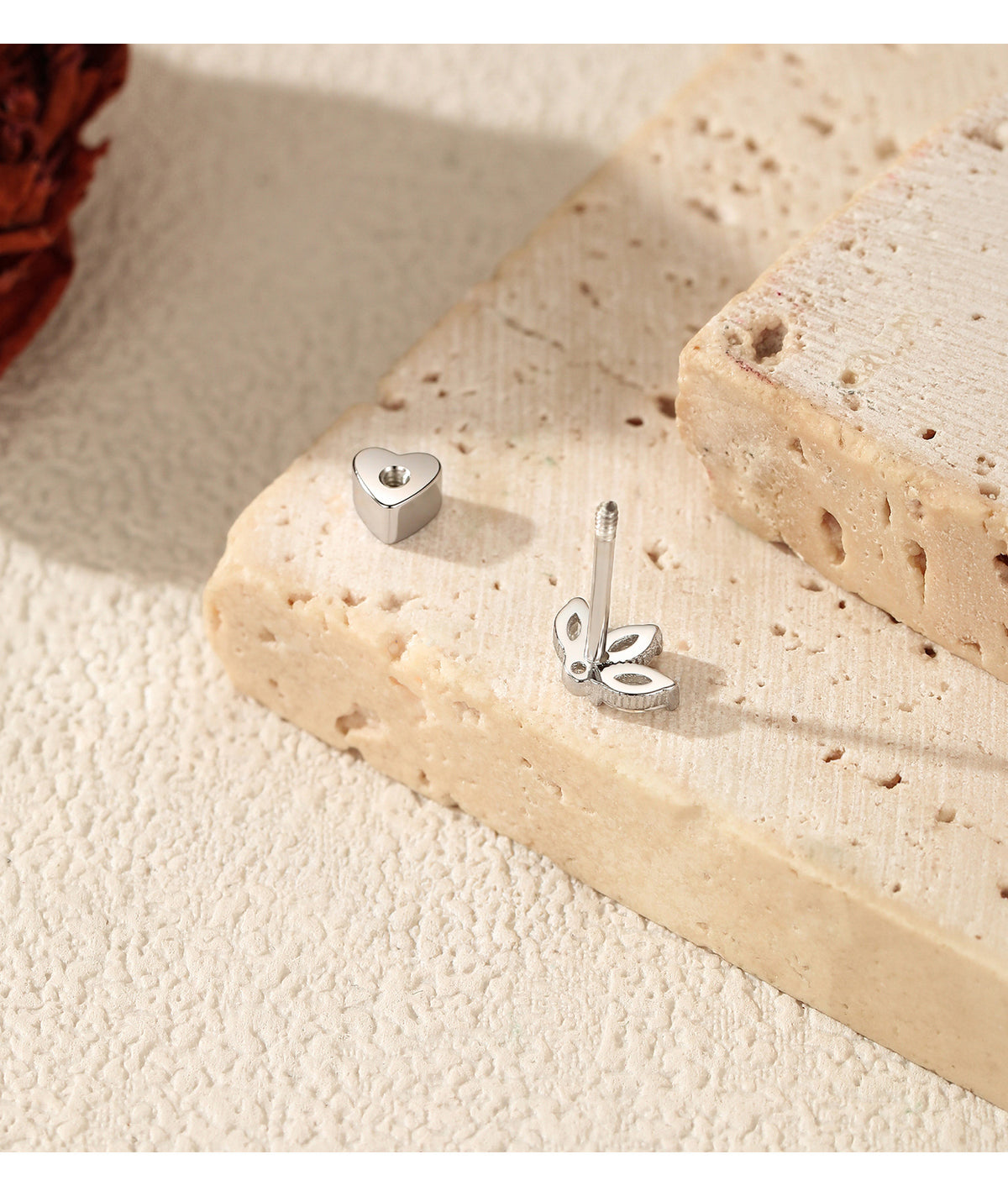 925 Sterling Silver Crown Heart Moissanite Threaded Stud Earring