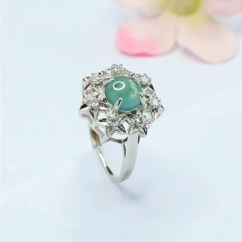 Blue-Water Jadeite Vine Ring