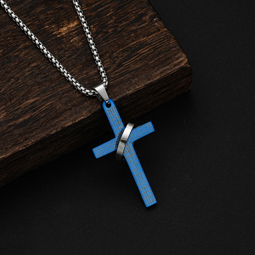 Planderful Cross Necklace For Men Titanium Steel Pendant Personalizable Street Hip Hop Style