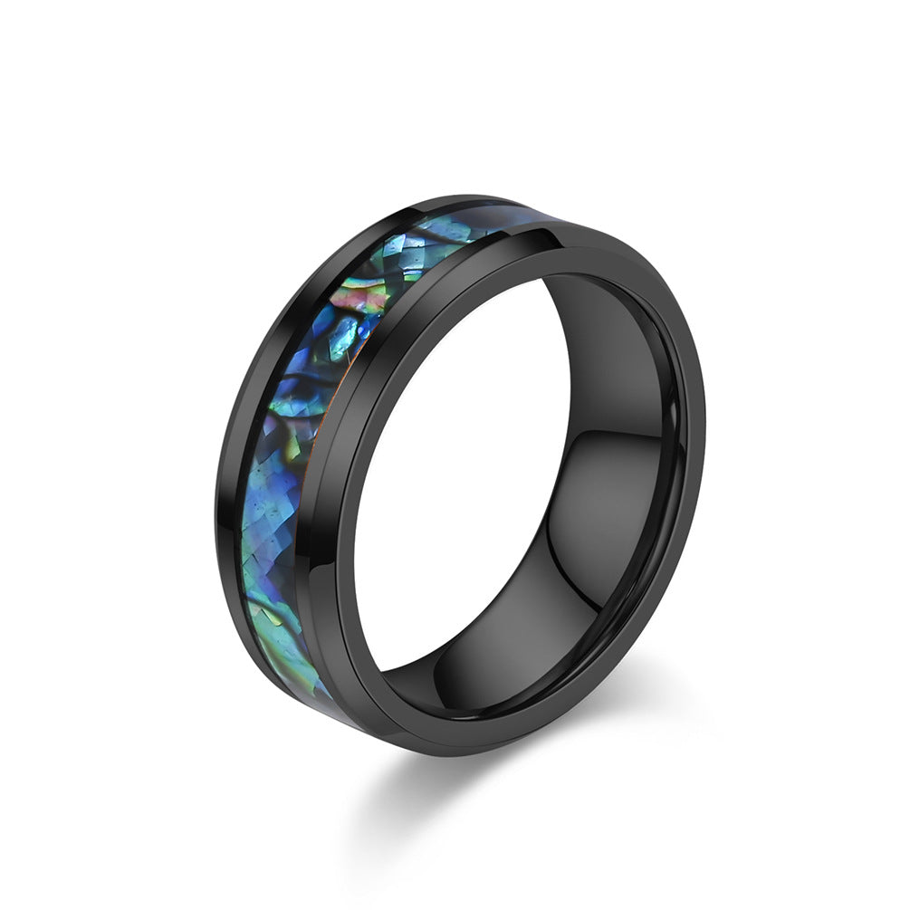 Planderful Tungsten Ring Inlaid Abalone Shell For Men And Women Premium High End Couple Jewelry