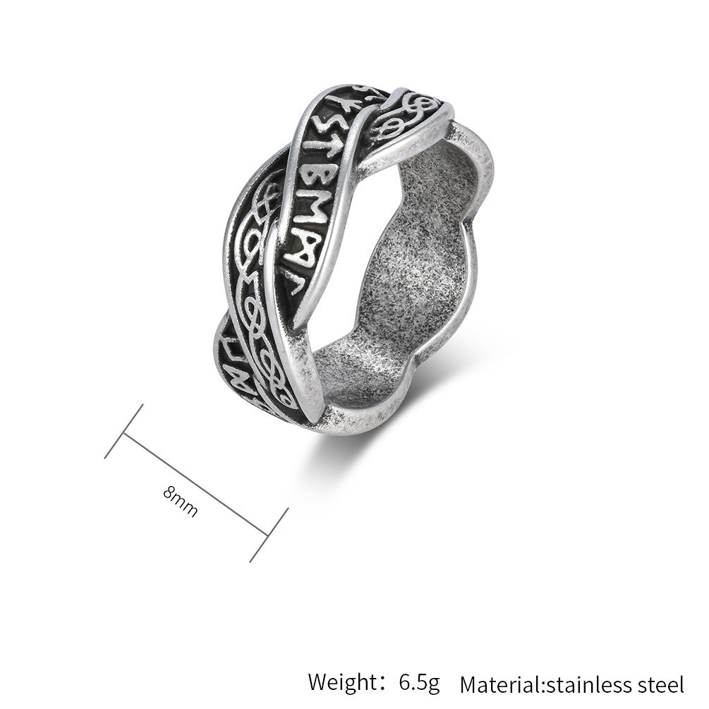 Planderful Stainless Steel Viking Ring With Eternal Knot Weave For Unisex Jewelry