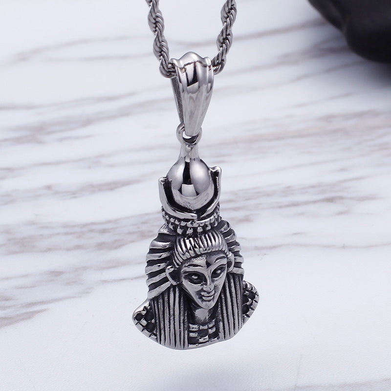 Stylish Titanium Steel Egyptian Pharaoh Pendant for Men