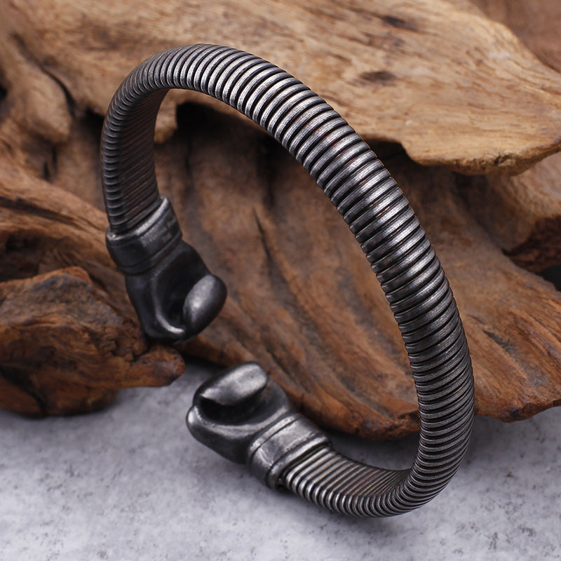 Titanium Steel Skull Men's Open Bracelet Men's