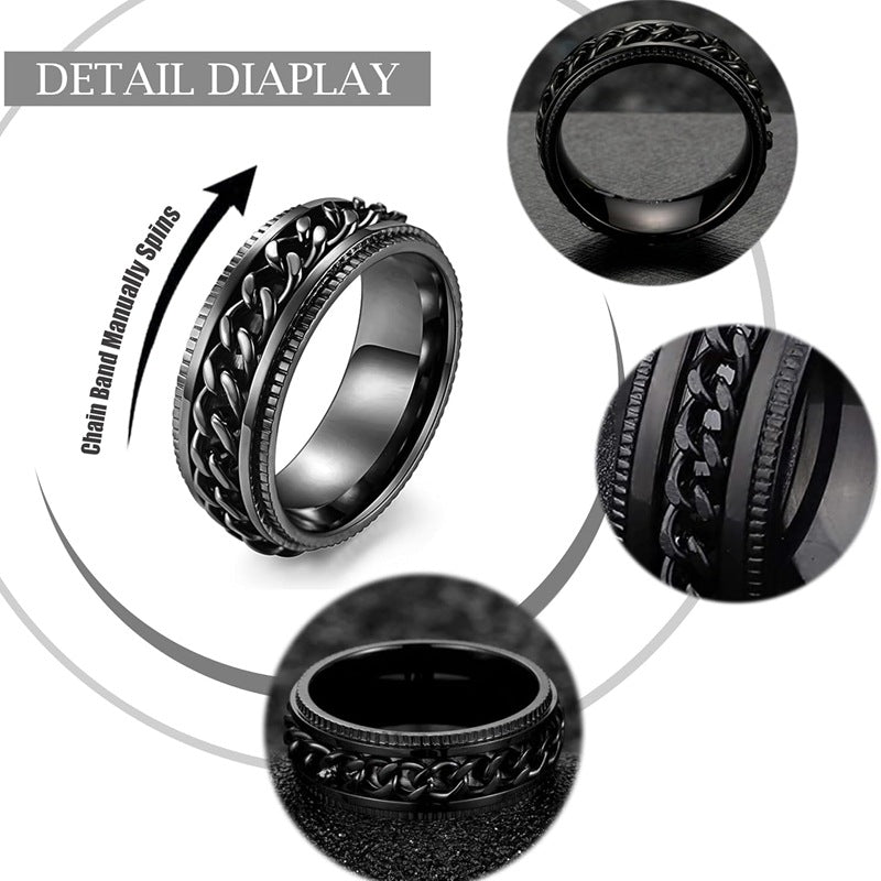 Planderful Everyday Genie Titanium Steel Ring 8mm Rotating Spinner For Men And Unisex Stress Relief
