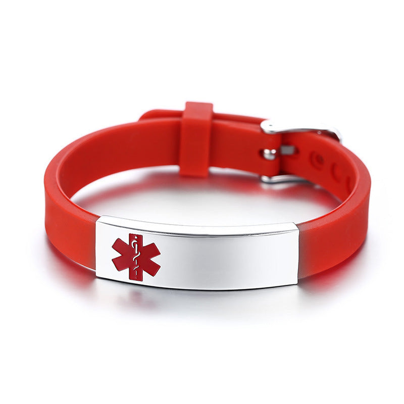 Jewelry Spot Wholesale Silicone Titanium Steel Medical Logo Bracelet for Men