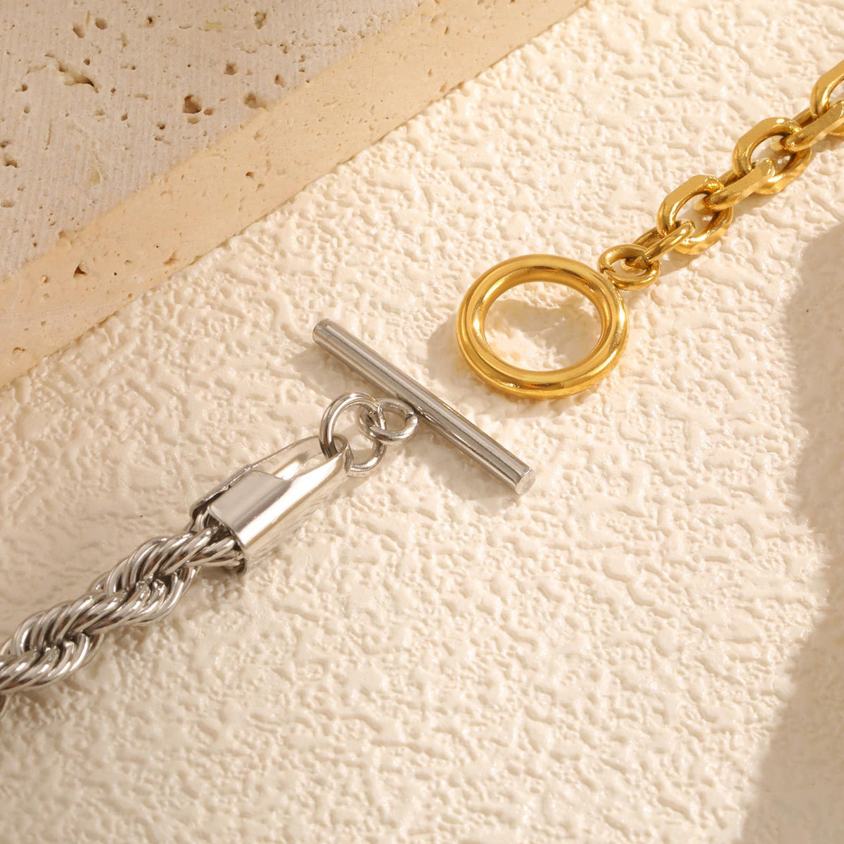 Braided Two-Tone Stainless Steel Bracelet for Women