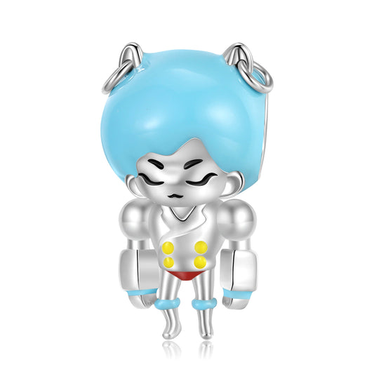 Cartoon Robot Silver Pendant