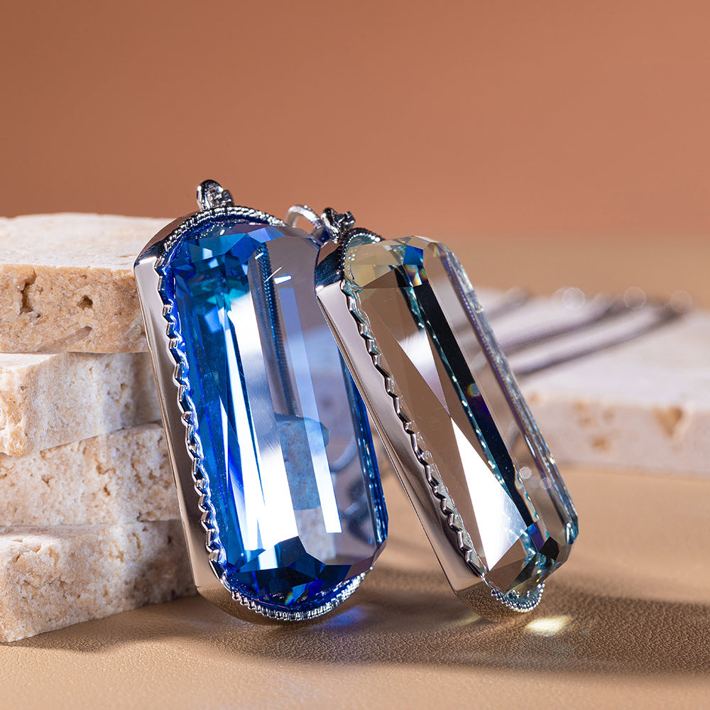 Planderful Colorful Square Crystal Pendant Necklace for Women Sparkling Everyday Genie Collection