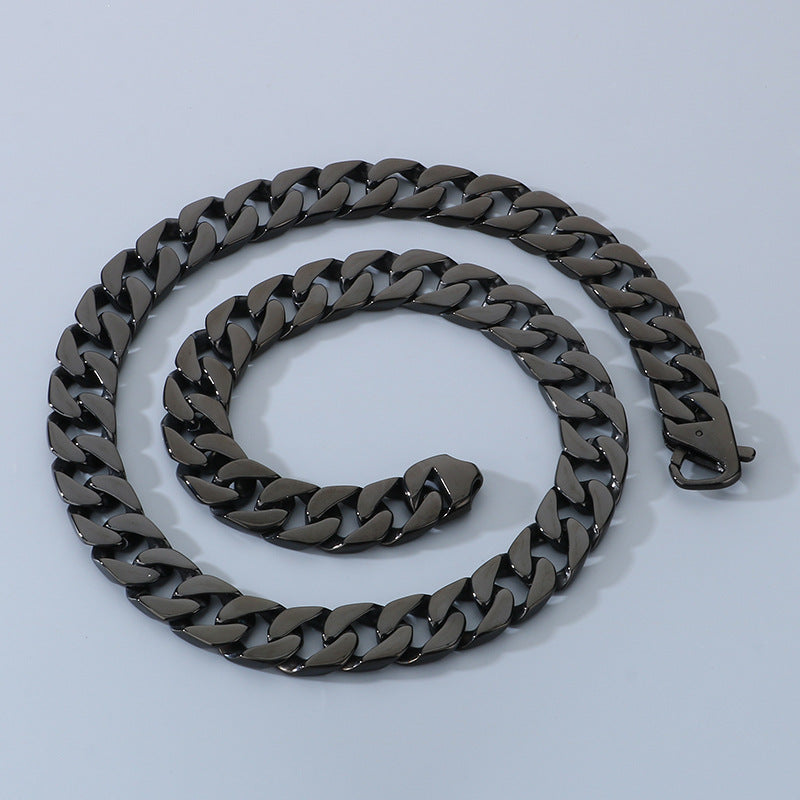 Planderful 15mm Titanium Cuban Chain Necklace For Men