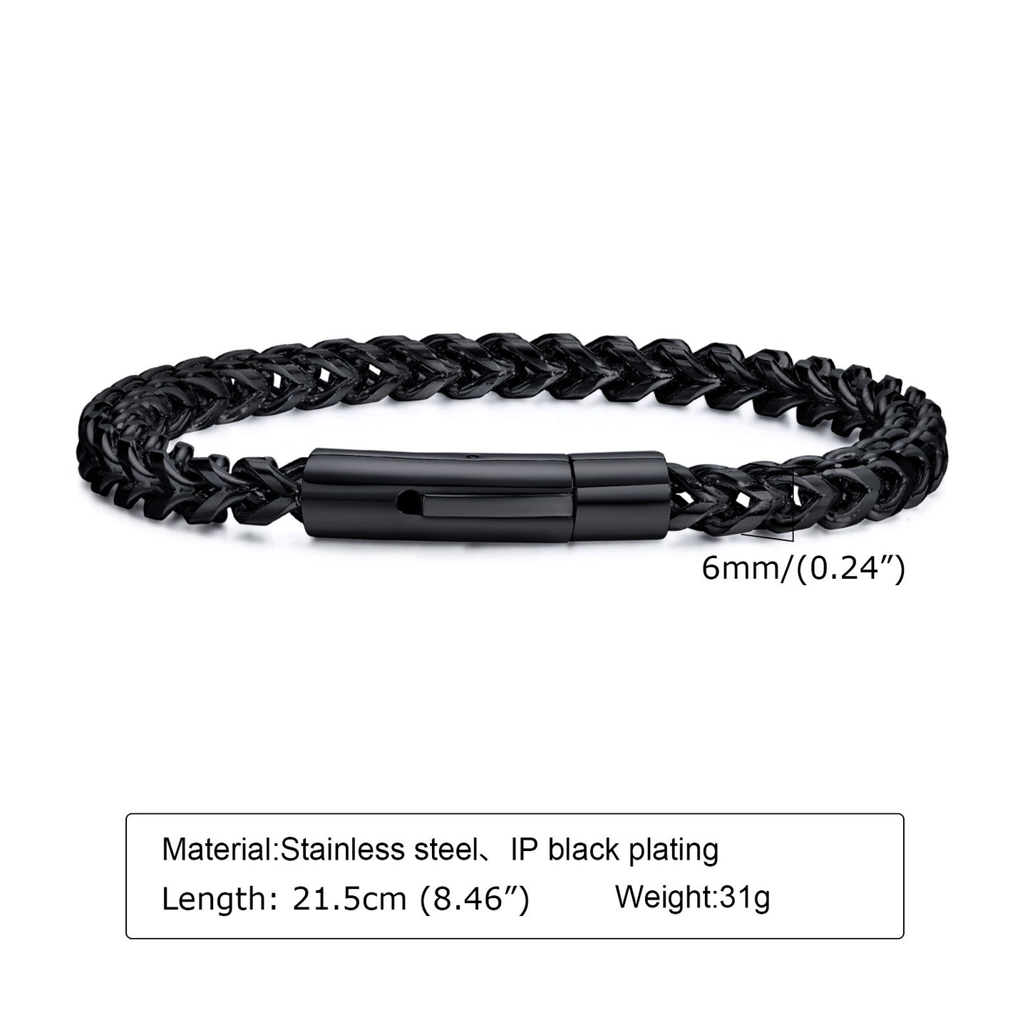 Stainless Steel Bracelet Retro Gray Keel Chain for Men