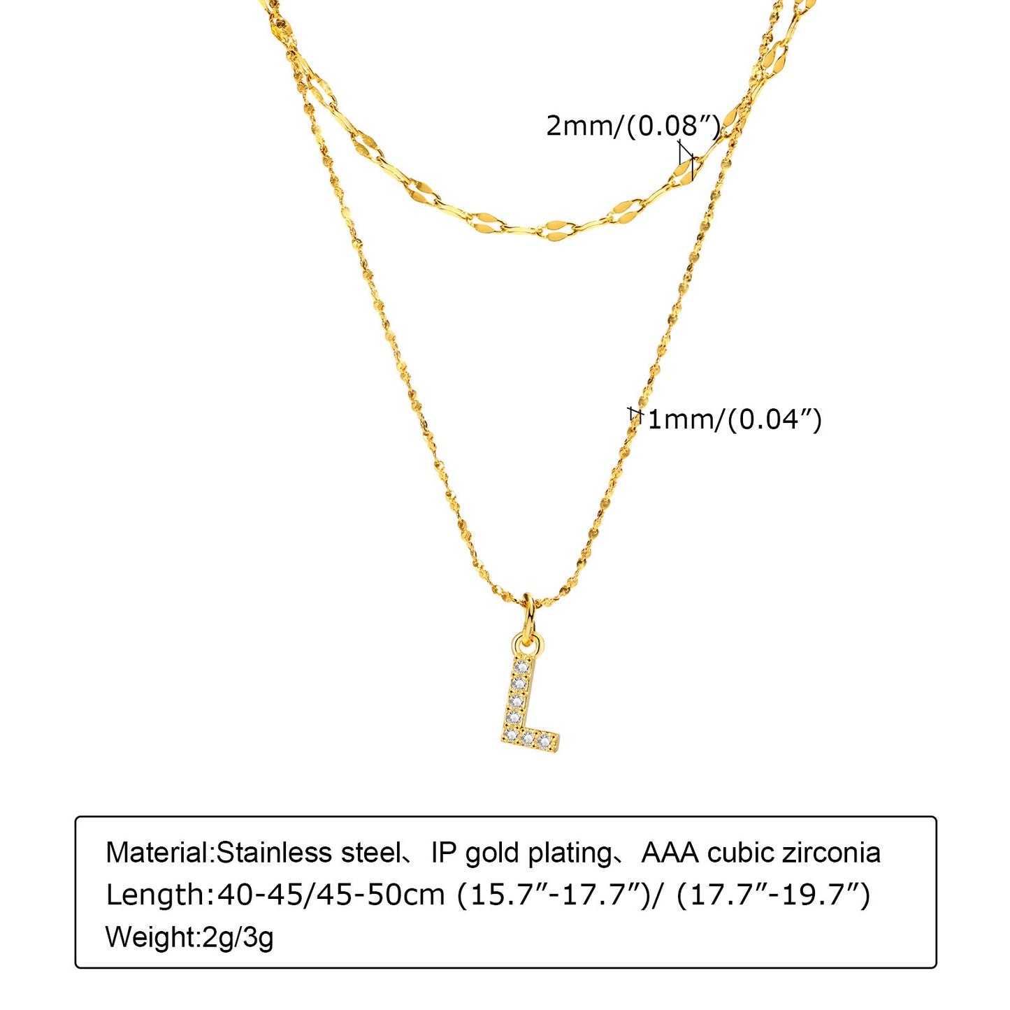 Stainless Steel 26-Letter Zircon Necklace Set for Summer Fashion