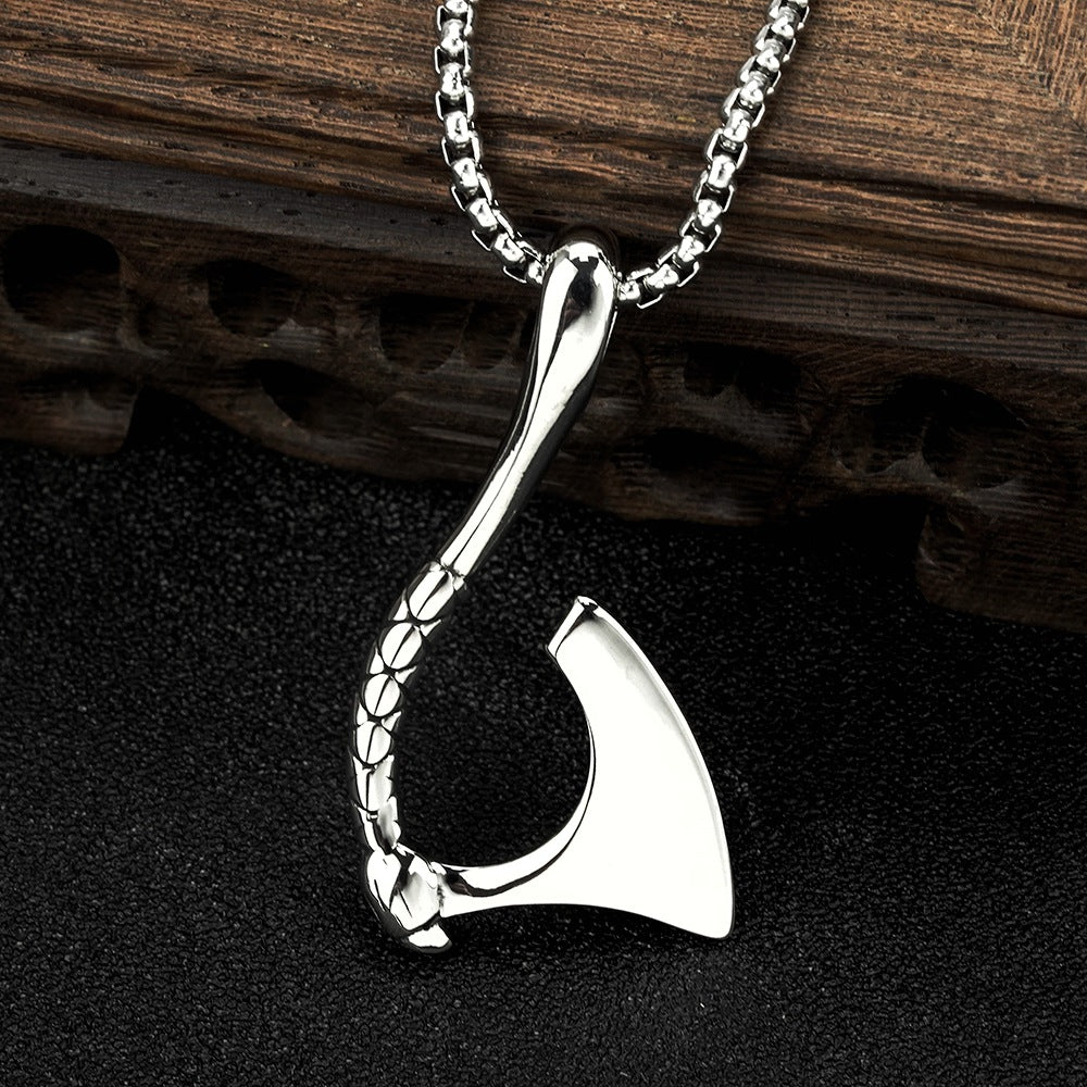 European And American Jewelry Wholesale Titanium Steel Men's Pendant Necklace Retro Viking Axe Hip Hop Style
