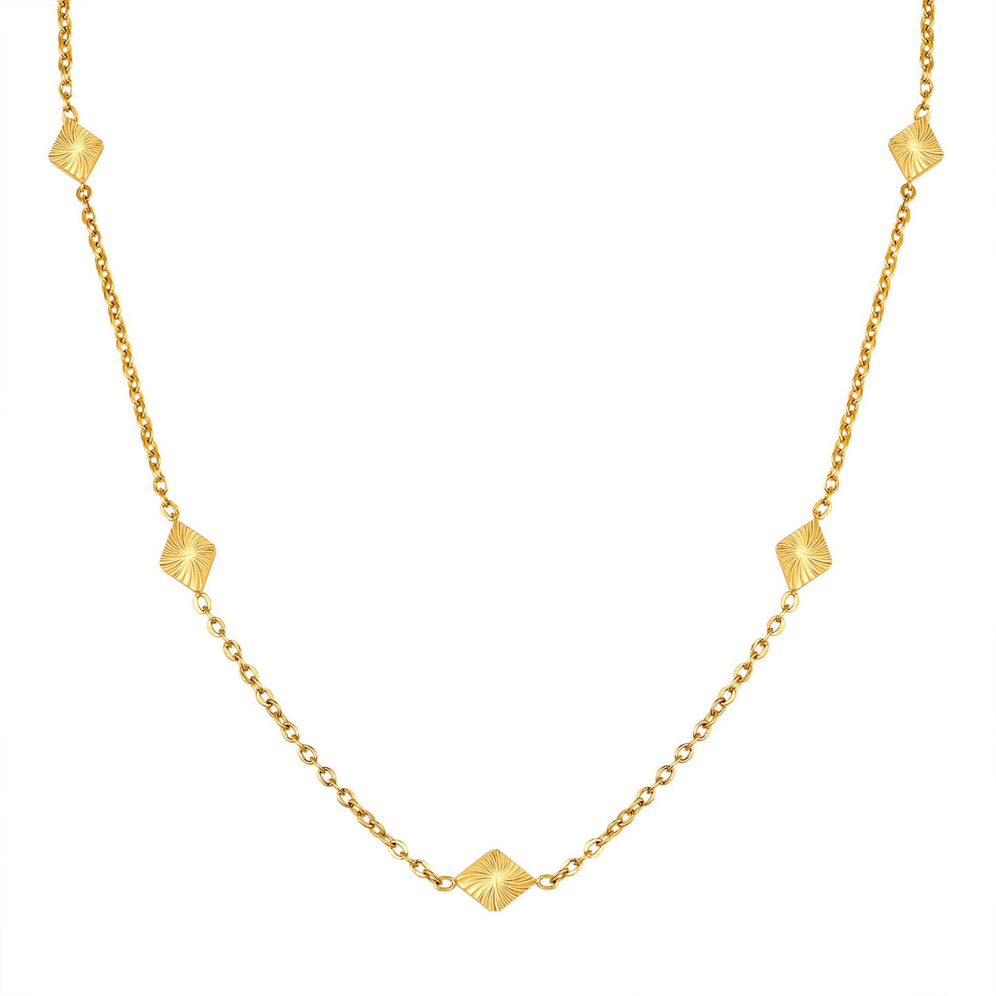 Stainless Steel Sun Moon Stars Geometric Gold Necklace Women
