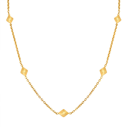 Stainless Steel Sun Moon Stars Geometric Gold Necklace Women