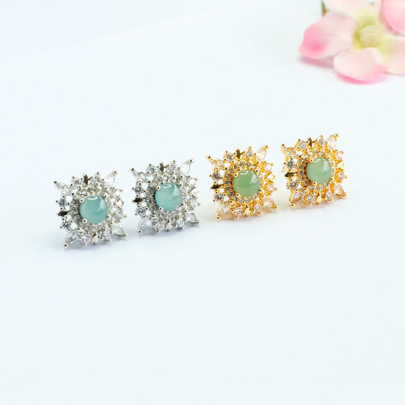 Blue-Water Jadeite Starfall Stud Earrings