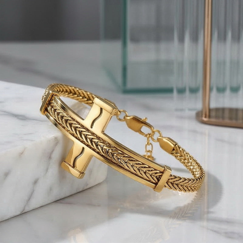 Hip-Hop Cross Bend Bracelet – Keel Chain – Extension Chain